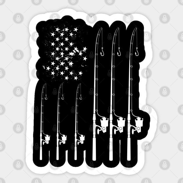 Fishing Rod American Flag and Reel Sticker by Shirtbubble